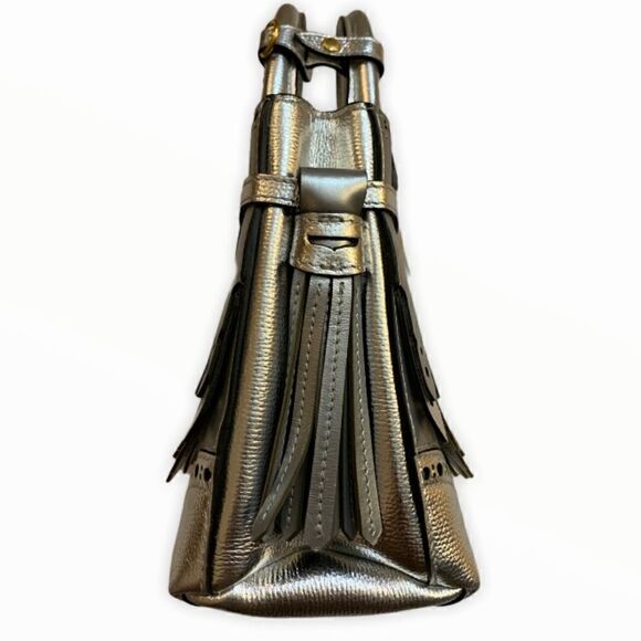 BURBERRY Metallic Calfskin Broguing Small Banner - Picture 8 of 16